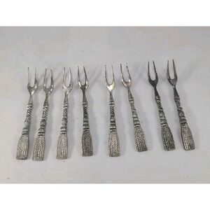 vtg Set of 8 Silea Rope‎ Tassel Pattern small appetizer forks Cocktail Forks
